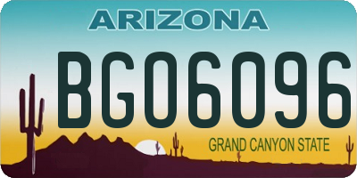 AZ license plate BGO6096