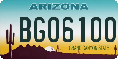 AZ license plate BGO6100