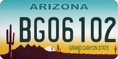 AZ license plate BGO6102