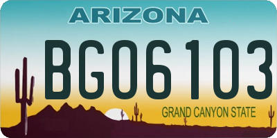 AZ license plate BGO6103