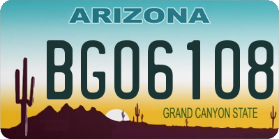 AZ license plate BGO6108