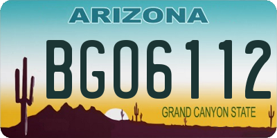 AZ license plate BGO6112