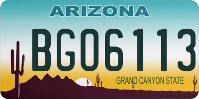 AZ license plate BGO6113