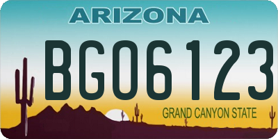 AZ license plate BGO6123