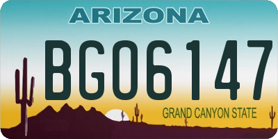 AZ license plate BGO6147