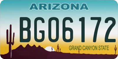 AZ license plate BGO6172