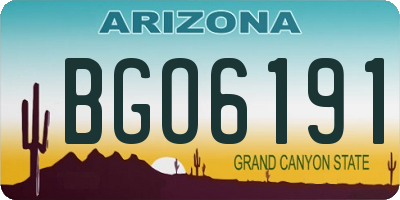 AZ license plate BGO6191
