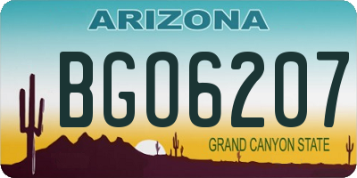 AZ license plate BGO6207