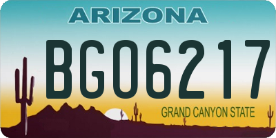 AZ license plate BGO6217