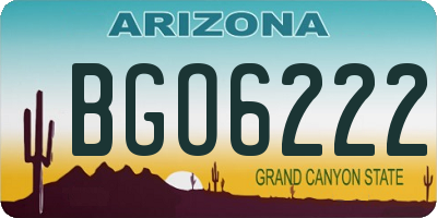 AZ license plate BGO6222