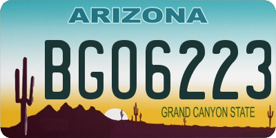 AZ license plate BGO6223