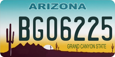 AZ license plate BGO6225