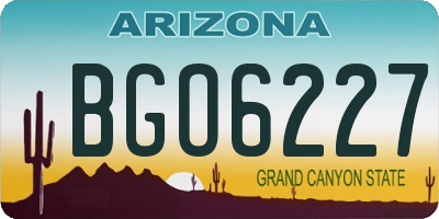 AZ license plate BGO6227