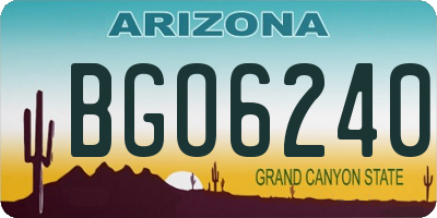 AZ license plate BGO6240