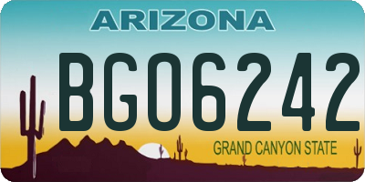 AZ license plate BGO6242