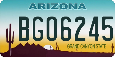 AZ license plate BGO6245