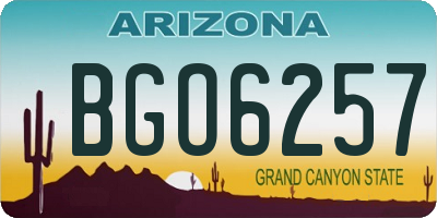 AZ license plate BGO6257