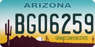 AZ license plate BGO6259
