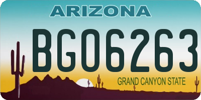 AZ license plate BGO6263