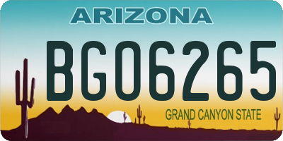 AZ license plate BGO6265