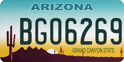 AZ license plate BGO6269