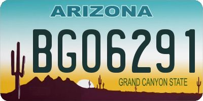 AZ license plate BGO6291