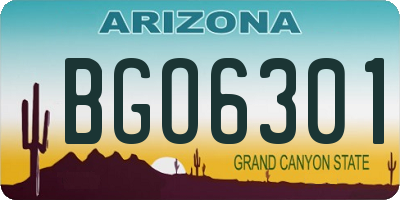 AZ license plate BGO6301