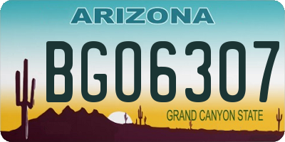 AZ license plate BGO6307
