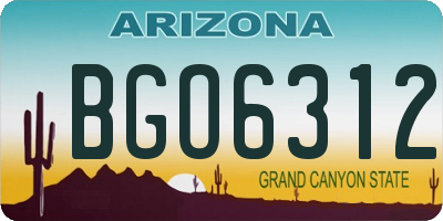 AZ license plate BGO6312