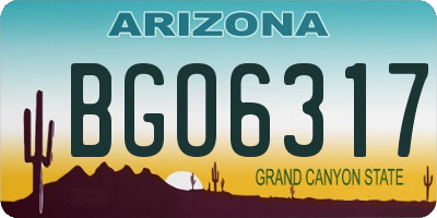 AZ license plate BGO6317