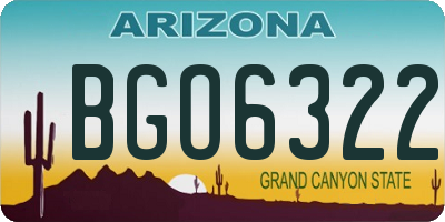 AZ license plate BGO6322