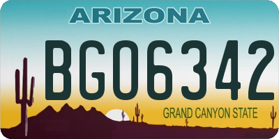 AZ license plate BGO6342