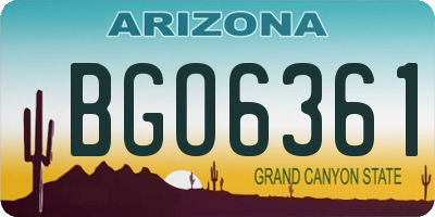 AZ license plate BGO6361