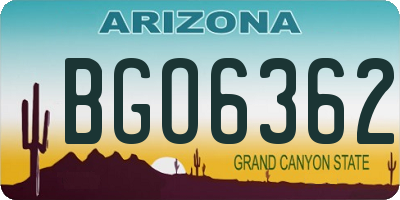 AZ license plate BGO6362