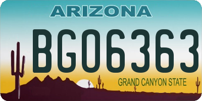 AZ license plate BGO6363