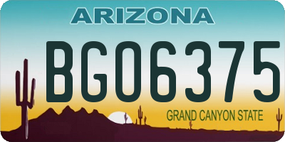 AZ license plate BGO6375
