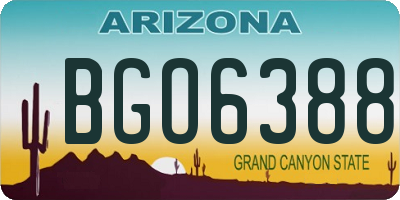AZ license plate BGO6388
