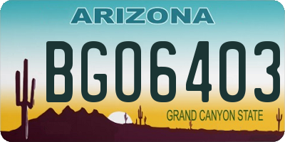 AZ license plate BGO6403