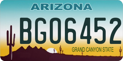 AZ license plate BGO6452