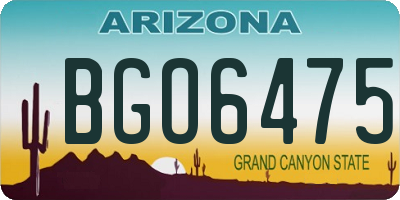 AZ license plate BGO6475