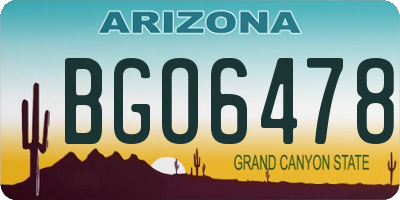 AZ license plate BGO6478