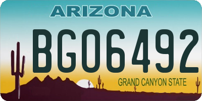 AZ license plate BGO6492