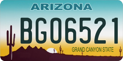 AZ license plate BGO6521