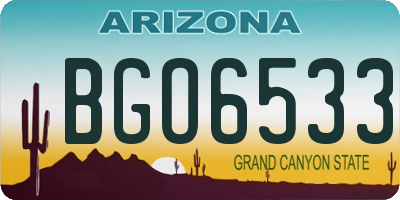 AZ license plate BGO6533