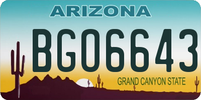 AZ license plate BGO6643