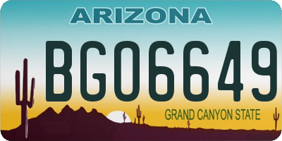 AZ license plate BGO6649