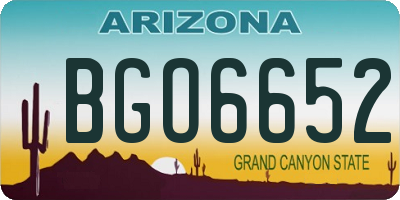AZ license plate BGO6652