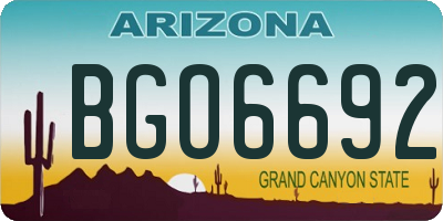AZ license plate BGO6692