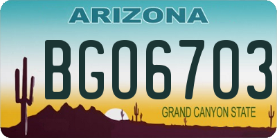 AZ license plate BGO6703