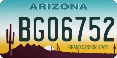 AZ license plate BGO6752